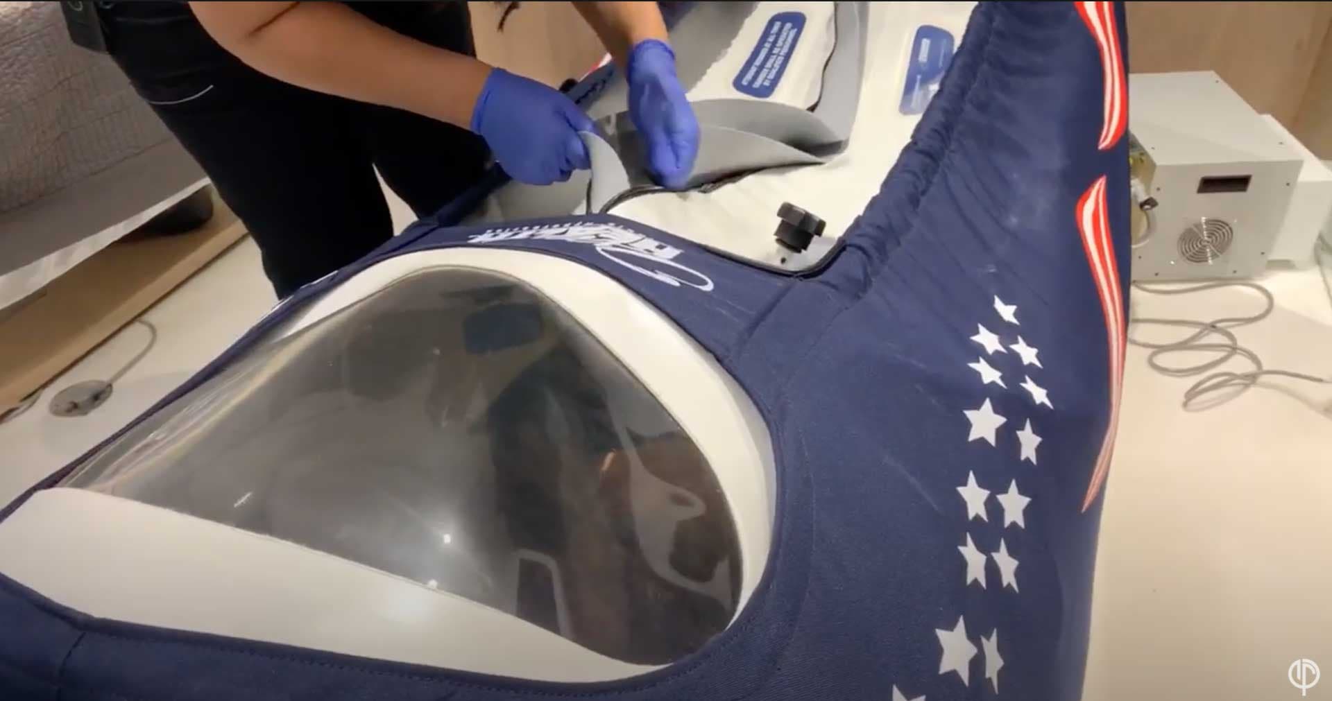 Hyperbaric oxygen therapy chamber used for post-surgical aftercare and healing at Dr. Jason Emer's practice